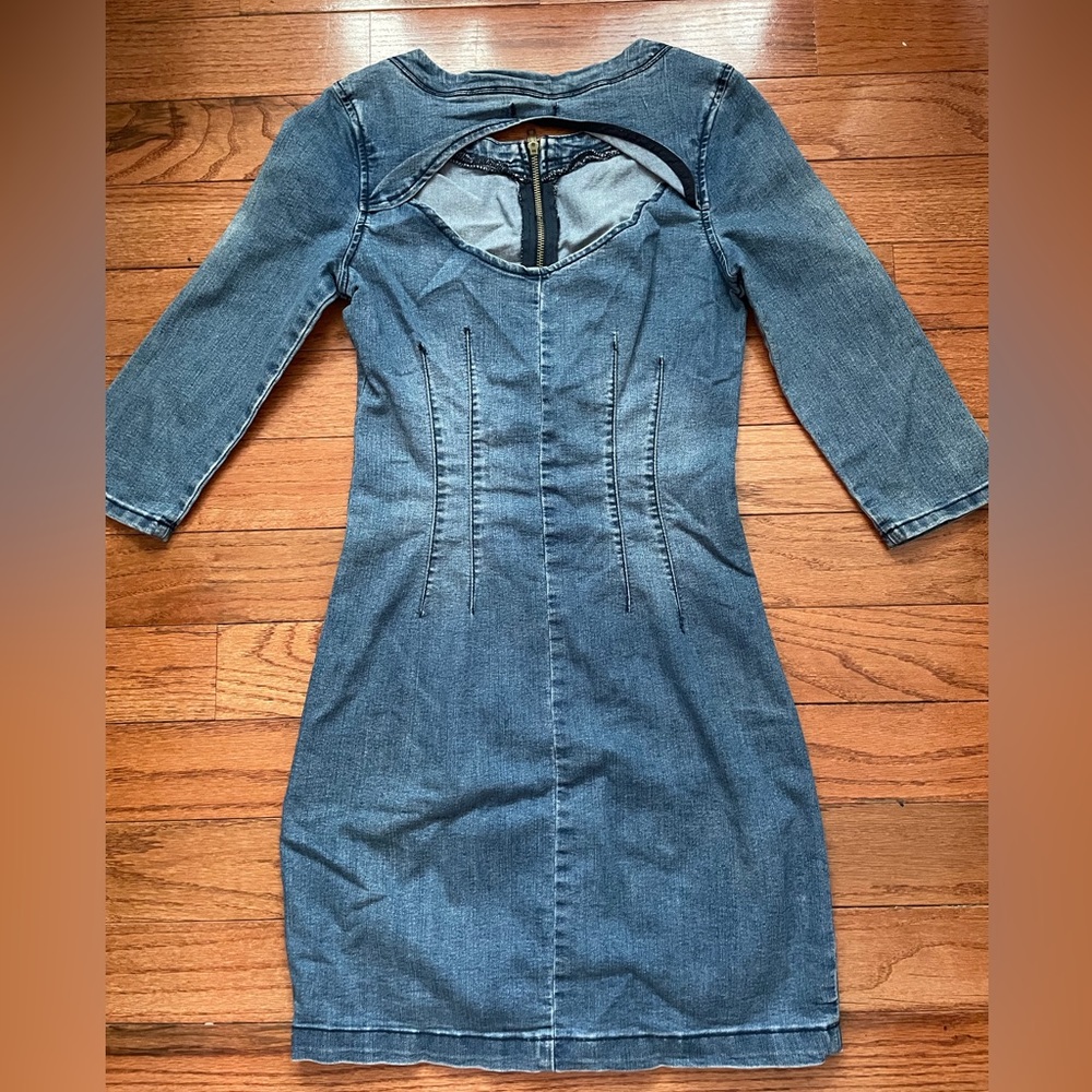 Fashion Nova Denim Zip Up Dress